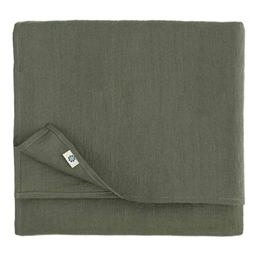 Linen & Cotton Tischdecke Stoff Tischtuch Tischwäsche Hygge -100% Leinen, Grau (100 x 100 cm) Festlich Rechteckig für Home Küche Esstisch Cafe Restaurant Hotel Deko Party Sommer von Linen & Cotton