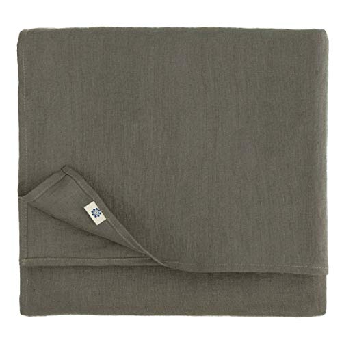 Linen & Cotton Tischdecke Stoff Tischtuch Tischwäsche Hygge -100% Leinen, Grau (140 x 140 cm) Mitteldecke Klein Quadratisch für Home Küche Cafe Couchtisch Tuch Decke/Dekoration von Linen & Cotton