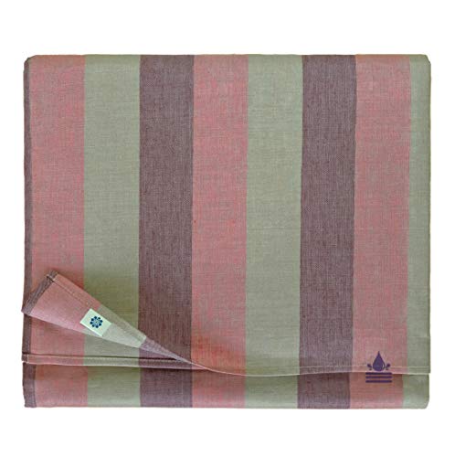 Linen & Cotton Tischdecke Wachstuch Gartentischdecke Silva - 100% Leinen, Lila Rosa Grau (147 x 250 cm) Eckig Tischtuch Tischwäsche Garten Outdoor Wasserabweisend Pflegeleicht Beschichtet von Linen & Cotton