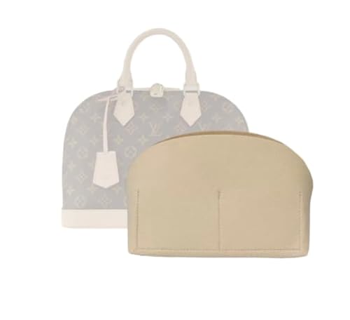 LinerLink Taschen-Organizer für LV Alma BB PM MM Tasche, handgefertigter individueller Tascheneinsatz, 2 mm Filztascheneinsatz, Damen-Handtaschenformer (Beige) (Beige, Alma BB: 23,5 x 17,5 x 11,5 cm von LinerLink