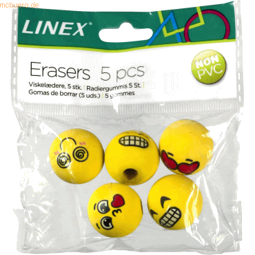 24 x Linex Motiv-Radiergummiset Emoji sortiert VE=5 Stück von Linex