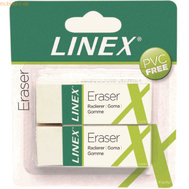 12 x Linex Radiergummis PVC-frei weiß VE=2 Stück von Linex
