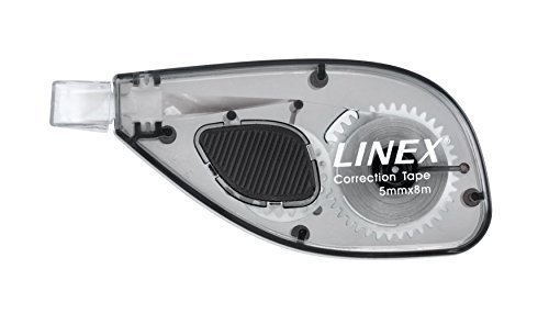 Linex Korrekturroller, Korrektur-Maus, drehbare Spitze zum seitlichen Abrollen, Maße Korrektur-Band: 8mx5mm, 12 Stück von Linex