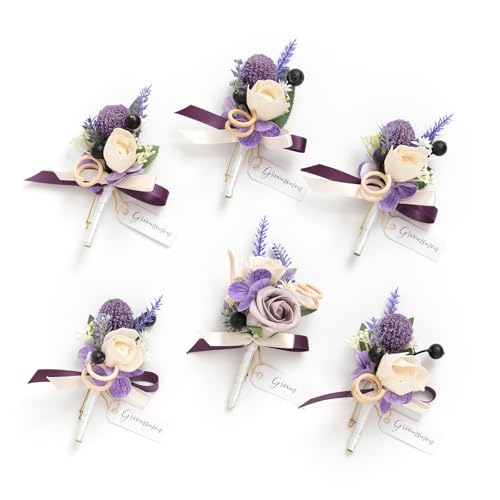 Ling's Moment Boutonniere für Männer ansteckblume bräutigam, 6 Stück Bräutigam Trauzeugen Boutonniere, künstliche Blumen für Hochzeitsdekoration/Abschlussball/Heimkehr usw. Lila Lavendel Flieder Ling's Moment Boutonniere für Männer ansteckblume bräutigam, 6 Stück Bräutigam Trauzeugen Boutonniere, künstliche Blumen für Hochzeitsdekoration/Abschlussball/Heimkehr usw. Lila Lavendel Flieder von Ling's Moment