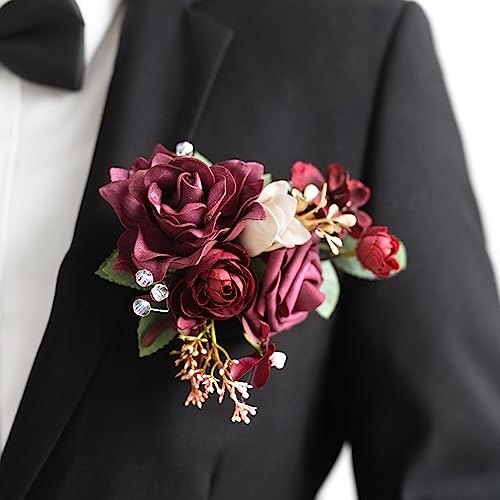 Ling's Moment Single Pocket Boutonniere für den Bräutigam, künstliche Blumen für Hochzeitsdekoration/Abschlussball/Heimkehr/Abschlussfeier usw. Burgunder Marsala Ling's Moment Single Pocket Boutonniere für den Bräutigam, künstliche Blumen für Hochzeitsdekoration/Abschlussball/Heimkehr/Abschlussfeier usw. Burgunder Marsala von Ling's Moment