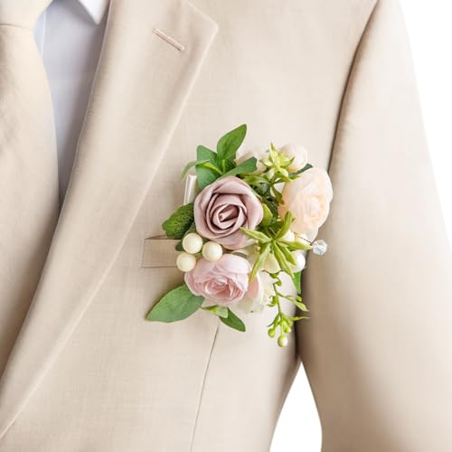 Ling's Moment Single Pocket Boutonniere für den Bräutigam, künstliche Blumen für Hochzeitsdekoration/Abschlussball/Heimkehr/Abschlussfeier usw. Dusty Rose Ranunculus Pink Ling's Moment Single Pocket Boutonniere für den Bräutigam, künstliche Blumen für Hochzeitsdekoration/Abschlussball/Heimkehr/Abschlussfeier usw. Dusty Rose Ranunculus Pink von Ling's Moment