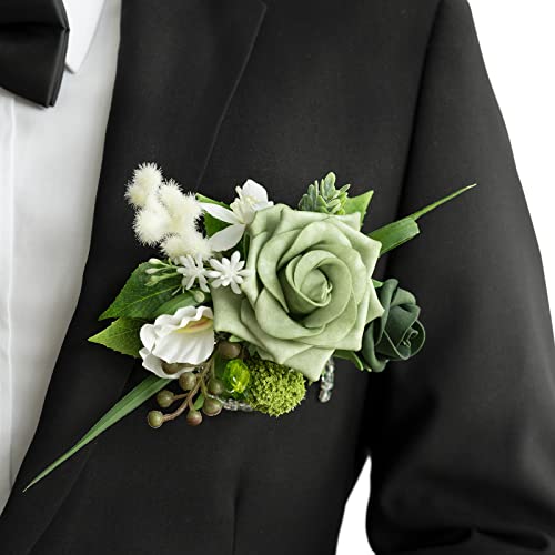 Ling's Moment Single Pocket Boutonniere für den Bräutigam, künstliche Blumen für Hochzeitsdekoration/Abschlussball/Heimkehr/Abschlussfeier usw. Grün Beige Ling's Moment Single Pocket Boutonniere für den Bräutigam, künstliche Blumen für Hochzeitsdekoration/Abschlussball/Heimkehr/Abschlussfeier usw. Grün Beige von Ling's Moment