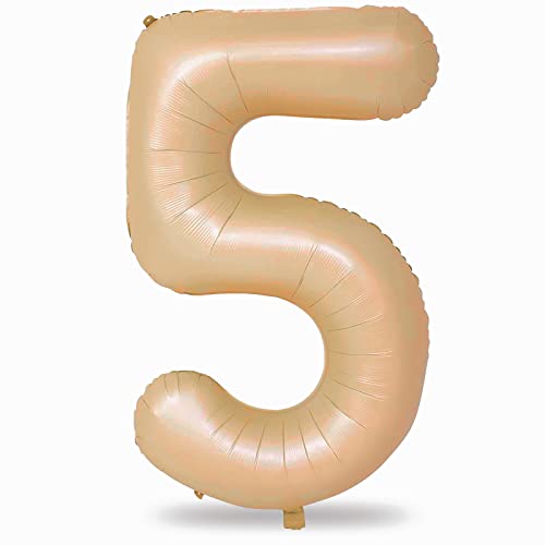 101cm Braun Luftballon Zahl 5, 40" Groß Beige Folienballon Zahlen 5, XXL Aprikose Zahlenballon 5. Geburtstag für Mädchen Junge, Nummer 5 Helium Ballon zum Mann Frau Geburtstagsdeko Jubiläum Party Deko 101cm Braun Luftballon Zahl 5, 40" Groß Beige Folienballon Zahlen 5, XXL Aprikose Zahlenballon 5. Geburtstag für Mädchen Junge, Nummer 5 Helium Ballon zum Mann Frau Geburtstagsdeko Jubiläum Party Deko von Lingqiang