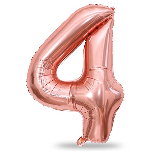 40" Folienballon Zahl 4 Roségold, 101 cm Groß Luftballon 4. Geburtstag Ballon, XXL Zahlenballon 4 Geburtstagsdeko für Mädchen, Helium Luftballon Zahl 4 Deko zum Frau Jubiläum Hochzeit Party Dekoration 40" Folienballon Zahl 4 Roségold, 101 cm Groß Luftballon 4. Geburtstag Ballon, XXL Zahlenballon 4 Geburtstagsdeko für Mädchen, Helium Luftballon Zahl 4 Deko zum Frau Jubiläum Hochzeit Party Dekoration von Lingqiang