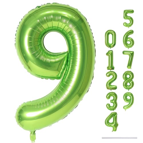 40" Folienballon Zahl 9 Grün, 101 cm Groß Luftballon 9. Geburtstag Ballon, XXL Zahlenballon 9 Geburtstagsdeko für Mädchen Junge, Helium Luftballon Zahl 9 zum Mann Frau Jubiläum Party Dekoration 40" Folienballon Zahl 9 Grün, 101 cm Groß Luftballon 9. Geburtstag Ballon, XXL Zahlenballon 9 Geburtstagsdeko für Mädchen Junge, Helium Luftballon Zahl 9 zum Mann Frau Jubiläum Party Dekoration von Lingqiang