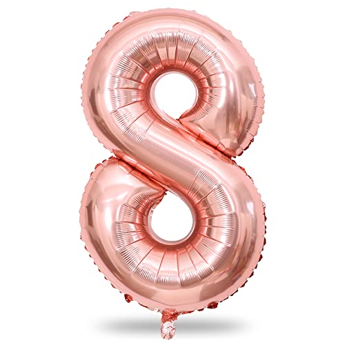 40" Luftballon 8 Geburtstag Roségold, 101cm Groß Folienballon Zahl 8, Zahlen 8. Geburtstagsdeko Helium Ballon für Mädchen, Zahlenballon 8 Deko zum Frau 8. Jubiläum Hochzeit Party Dekoration (Zahl 8) 40" Luftballon 8 Geburtstag Roségold, 101cm Groß Folienballon Zahl 8, Zahlen 8. Geburtstagsdeko Helium Ballon für Mädchen, Zahlenballon 8 Deko zum Frau 8. Jubiläum Hochzeit Party Dekoration (Zahl 8) von Lingqiang