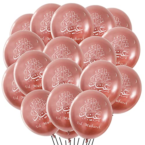 Eid Mubarak Luftballons, 20 Stück Metallic Rose Gold Ramadan Ballons, Ramadan Mubarak Ballons Deko Metallic Rose Gold Latexballons für Muslimische Zuhause Ramadan Party Dekoration von Lingqiang