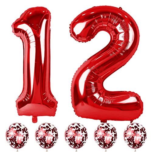 Folienballon Zahl 12 Rot, 101 cm Riesen Zahlen Luftballons 12 mit Rot Konfetti Helium Ballons für Junge, Luftballon 12. Geburtstag für Mädchen Frau Mann 12 21 Jahre Geburtstagsdeko Jubiläum Deko Folienballon Zahl 12 Rot, 101 cm Riesen Zahlen Luftballons 12 mit Rot Konfetti Helium Ballons für Junge, Luftballon 12. Geburtstag für Mädchen Frau Mann 12 21 Jahre Geburtstagsdeko Jubiläum Deko von Lingqiang
