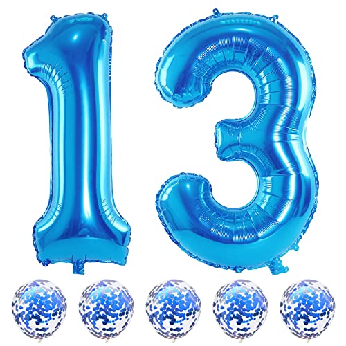 Folienballon Zahl 13 Blau, 101 cm Riesen Zahlen Luftballons 13 mit Blau Konfetti Helium Ballons für Junge, Luftballon 13. Geburtstag für Mädchen Mann 13 31 Jahre Geburtstagsdeko Jubiläum Dekoration Folienballon Zahl 13 Blau, 101 cm Riesen Zahlen Luftballons 13 mit Blau Konfetti Helium Ballons für Junge, Luftballon 13. Geburtstag für Mädchen Mann 13 31 Jahre Geburtstagsdeko Jubiläum Dekoration von Lingqiang