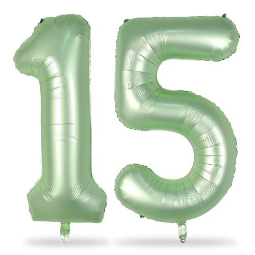 Folienballon Zahl 15 Salbeigrün, 101 cm Riesen Olivgrün Zahlen Luftballons 15 für Mädchen Junge, Grün Luftballon 15. Geburtstag Deko für Frau Mann 15 Jahre Geburtstagsdeko Boho Jubiläum Dekoration Folienballon Zahl 15 Salbeigrün, 101 cm Riesen Olivgrün Zahlen Luftballons 15 für Mädchen Junge, Grün Luftballon 15. Geburtstag Deko für Frau Mann 15 Jahre Geburtstagsdeko Boho Jubiläum Dekoration von Lingqiang