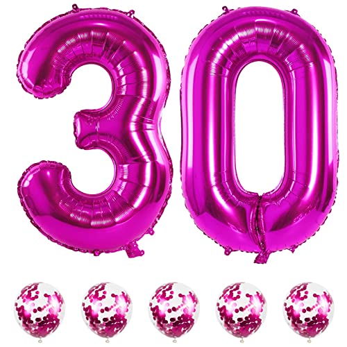 Folienballon Zahl 30 Rosa, 101 cm Riesen Zahlen Luftballons 30 mit Pink Konfetti Ballons, Nummer Luftballon 30. Geburtstag für Mädchen Frau 30 Jahre Geburtstagsdeko Jubiläum Deko, Fliegt mit Helium Folienballon Zahl 30 Rosa, 101 cm Riesen Zahlen Luftballons 30 mit Pink Konfetti Ballons, Nummer Luftballon 30. Geburtstag für Mädchen Frau 30 Jahre Geburtstagsdeko Jubiläum Deko, Fliegt mit Helium von Lingqiang