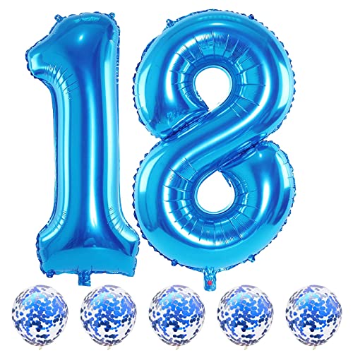 Geburtstag Zahlen Luftballon 18 Jahre, 40" Blau Folienballon Zahl 18, XXL Luftballons Zahl 18 mit Blau Konfetti Helium Ballons, 18. Geburtstagsdeko für Junge 18. Geburtstag Jubiläum Party Deko Geburtstag Zahlen Luftballon 18 Jahre, 40" Blau Folienballon Zahl 18, XXL Luftballons Zahl 18 mit Blau Konfetti Helium Ballons, 18. Geburtstagsdeko für Junge 18. Geburtstag Jubiläum Party Deko von Lingqiang