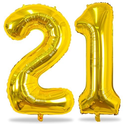 Geburtstag Zahlen Luftballon 21 Jahre, 40" Gold Folienballon Zahl 21, XXL Gold Luftballons Zahl 21 für 12. Mädchen, 21. Geburtstagsdeko Ballons für Frau Mann 21. Geburtstag Jubiläum Party Deko Geburtstag Zahlen Luftballon 21 Jahre, 40" Gold Folienballon Zahl 21, XXL Gold Luftballons Zahl 21 für 12. Mädchen, 21. Geburtstagsdeko Ballons für Frau Mann 21. Geburtstag Jubiläum Party Deko von Lingqiang