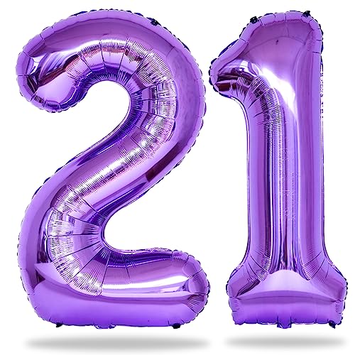 Geburtstag Zahlen Luftballon 21 Jahre, 40" Lila Folienballon Zahl 21, XXL Luftballons Zahl 21 für 12. Mädchen, 21. Geburtstagsdeko Ballon Violett für Frau 21. Geburtstag Deko Jubiläum Party Deko Geburtstag Zahlen Luftballon 21 Jahre, 40" Lila Folienballon Zahl 21, XXL Luftballons Zahl 21 für 12. Mädchen, 21. Geburtstagsdeko Ballon Violett für Frau 21. Geburtstag Deko Jubiläum Party Deko von Lingqiang