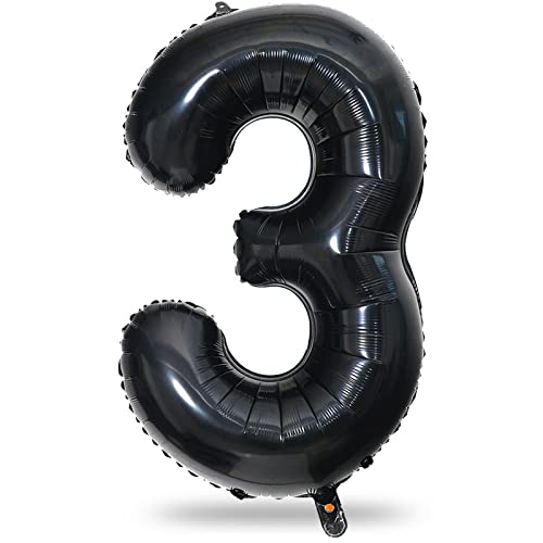 Geburtstag Zahlen Luftballon 3 jahre, 40" Groß Schwarz Folienballon Zahl 3 für Mädchen Junge, 101cm XXL Ballon 3. Geburtstagsdeko, Zahlenballon Zahl 3 zum Mann Frau Jubiläum Deko, Fliegt mit Helium Geburtstag Zahlen Luftballon 3 jahre, 40" Groß Schwarz Folienballon Zahl 3 für Mädchen Junge, 101cm XXL Ballon 3. Geburtstagsdeko, Zahlenballon Zahl 3 zum Mann Frau Jubiläum Deko, Fliegt mit Helium von Lingqiang