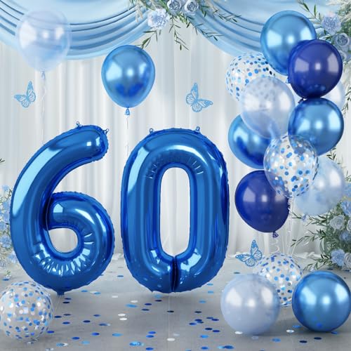 Geburtstag Zahlen Luftballon 60 Jahre, 40" Groß Marineblau Folienballon Zahl 60 für Herren, 60. Geburtstagsdeko Navy Blau Silber Konfetti Ballon, Metallic Dunkelblau Helium Ballon 60 Jubiläum Deko Geburtstag Zahlen Luftballon 60 Jahre, 40" Groß Marineblau Folienballon Zahl 60 für Herren, 60. Geburtstagsdeko Navy Blau Silber Konfetti Ballon, Metallic Dunkelblau Helium Ballon 60 Jubiläum Deko von Lingqiang