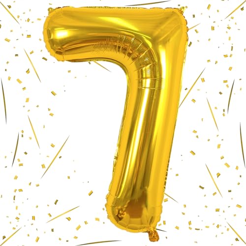 Geburtstag Zahlen Luftballon 7 jahre, 40" Groß Gold Folienballon Zahl 7 für Mädchen Junge, 101cm XXL Ballon 7. Geburtstagsdeko, Zahlenballon Nummer 7 zum Mann Frau Jubiläum Deko, Fliegt mit Helium Geburtstag Zahlen Luftballon 7 jahre, 40" Groß Gold Folienballon Zahl 7 für Mädchen Junge, 101cm XXL Ballon 7. Geburtstagsdeko, Zahlenballon Nummer 7 zum Mann Frau Jubiläum Deko, Fliegt mit Helium von Lingqiang