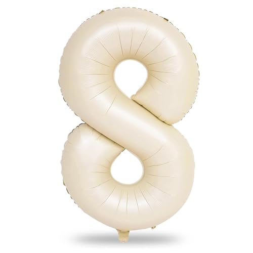 Geburtstag Zahlen Luftballon 8 jahre, 40" Groß Beige Folienballon Zahl 8 für Mädchen, Creme Helium Ballon 8. Geburtstagsdeko, Sandweiß Zahlenballon Nummer 8 zum Mann Frau Jubiläum Boho Party Deko Geburtstag Zahlen Luftballon 8 jahre, 40" Groß Beige Folienballon Zahl 8 für Mädchen, Creme Helium Ballon 8. Geburtstagsdeko, Sandweiß Zahlenballon Nummer 8 zum Mann Frau Jubiläum Boho Party Deko von Lingqiang