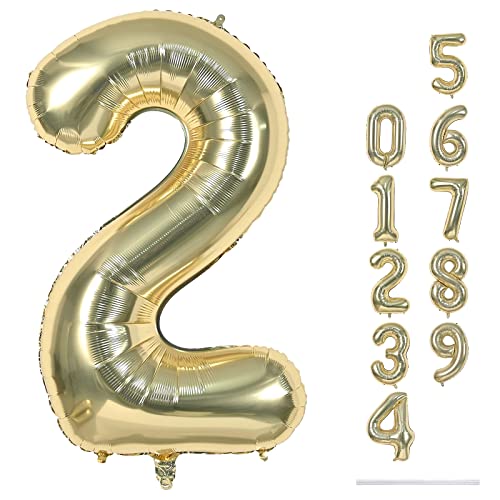 Gold Luftballon Zahl 2 Mädchen, 101cm Champagner Gold Folienballon 2 Zahlen Geburtstag Ballon, Groß Hell Gold Helium Zahlenballon 2. Geburtstagsdeko zum Junge Frau Jubiläum Kindergeburtstag Party Deko Gold Luftballon Zahl 2 Mädchen, 101cm Champagner Gold Folienballon 2 Zahlen Geburtstag Ballon, Groß Hell Gold Helium Zahlenballon 2. Geburtstagsdeko zum Junge Frau Jubiläum Kindergeburtstag Party Deko von Lingqiang