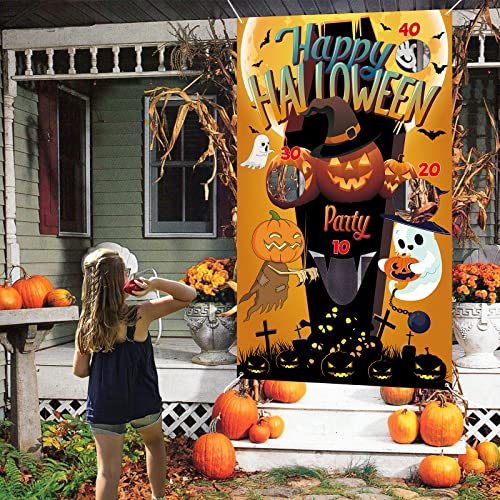 Halloween Wurfspiele Banner, Happy Halloween Deko Hängend Werfen Spiel Toss Game Set mit 3 Sitzsäcken für Kinder Erwachsene Herbst Spaß Wurfspiel Party Hintergrund Geburtstag Dekoration Indoor Outdoor Halloween Wurfspiele Banner, Happy Halloween Deko Hängend Werfen Spiel Toss Game Set mit 3 Sitzsäcken für Kinder Erwachsene Herbst Spaß Wurfspiel Party Hintergrund Geburtstag Dekoration Indoor Outdoor von Lingqiang