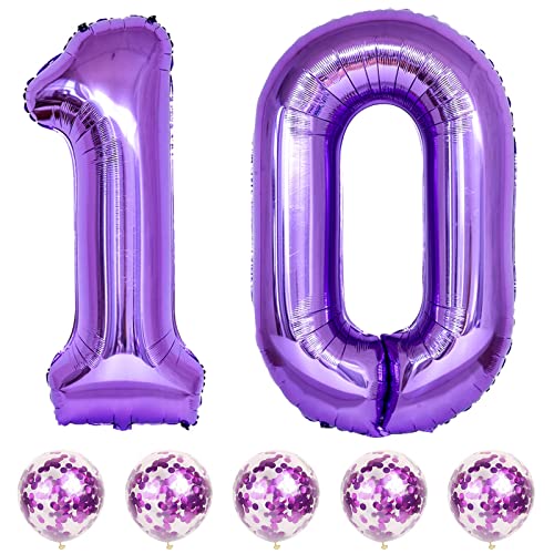 Luftballon 10. Geburtstag Mädchen Lila, 101cm XXL Luftballons Zahl 10 mit Lila Konfetti Helium Ballons, Große Zahlen 1 und 0 Folienballon Set für Frau 1. 10. Geburtstagsdeko Jubiläum Party Dekoration Luftballon 10. Geburtstag Mädchen Lila, 101cm XXL Luftballons Zahl 10 mit Lila Konfetti Helium Ballons, Große Zahlen 1 und 0 Folienballon Set für Frau 1. 10. Geburtstagsdeko Jubiläum Party Dekoration von Lingqiang