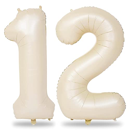 Luftballon 12. Geburtstag Deko Beige, 101 cm XXL Creme Luftballons Zahl 12 für Mädchen Junge, Große Zahlen 1 und 2 Folienballon Set für Frau Mann 12. 21. Geburtstagsdeko Jubiläum Party Dekoration Luftballon 12. Geburtstag Deko Beige, 101 cm XXL Creme Luftballons Zahl 12 für Mädchen Junge, Große Zahlen 1 und 2 Folienballon Set für Frau Mann 12. 21. Geburtstagsdeko Jubiläum Party Dekoration von Lingqiang
