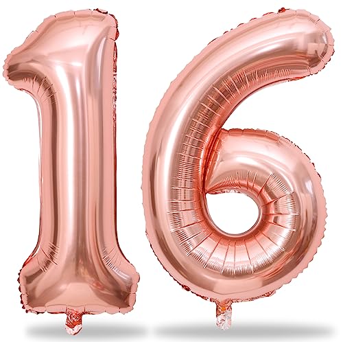 Luftballon 16. Geburtstag Deko Roségold, 101 cm XXL Rosegold Luftballons Zahl 16 für Mädchen, Große Zahlen 1 und 6 Folienballon Set für Frau 16. Geburtstagsdeko Jubiläum Party Dekoration Luftballon 16. Geburtstag Deko Roségold, 101 cm XXL Rosegold Luftballons Zahl 16 für Mädchen, Große Zahlen 1 und 6 Folienballon Set für Frau 16. Geburtstagsdeko Jubiläum Party Dekoration von Lingqiang