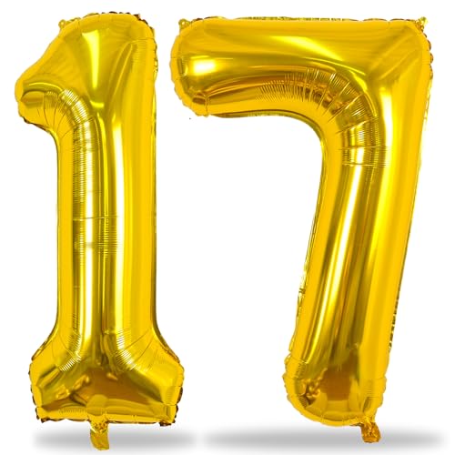 Luftballon 17. Geburtstag Deko Gold, 101 cm Gold Luftballons Zahl 17 für Mädchen Junge, Große Zahlen 1 und 7 Helium Ballons Set für Frau Mann 17. 71. Geburtstagsdeko Jubiläum Party Dekoration Luftballon 17. Geburtstag Deko Gold, 101 cm Gold Luftballons Zahl 17 für Mädchen Junge, Große Zahlen 1 und 7 Helium Ballons Set für Frau Mann 17. 71. Geburtstagsdeko Jubiläum Party Dekoration von Lingqiang