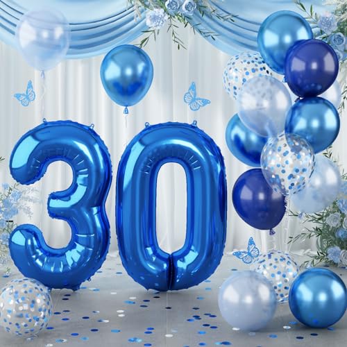 Luftballon 30. Geburtstag, 40'' Folienballon Zahl 30 Navy Blau, XXL Zahlen 30 Ballon mit Metallic Silber Konfetti Helium Ballon Geburtstagsdeko für Herren, Dunkelblau Luftballon 30 Jubiläum Party Deko Luftballon 30. Geburtstag, 40'' Folienballon Zahl 30 Navy Blau, XXL Zahlen 30 Ballon mit Metallic Silber Konfetti Helium Ballon Geburtstagsdeko für Herren, Dunkelblau Luftballon 30 Jubiläum Party Deko von Lingqiang
