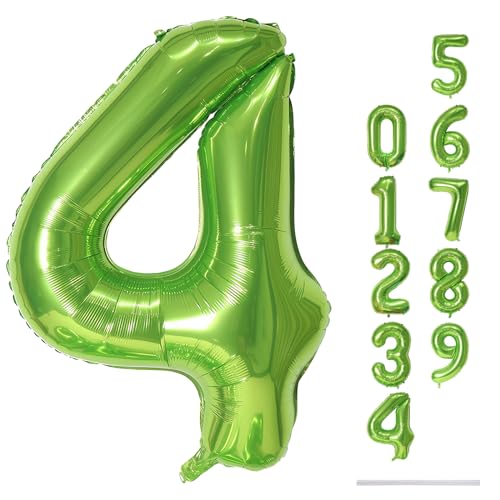 Luftballon 4. Geburtstag Grün, 40" XXL Zahl 4 Ballon Riesen Folienballon für Mädchen Junge 4. Geburtstagsdeko, Groß Zahlen 4 Zahlenballon Deko zum Mann Frau Jubiläum Dekoration, Fliegt mit Helium Luftballon 4. Geburtstag Grün, 40" XXL Zahl 4 Ballon Riesen Folienballon für Mädchen Junge 4. Geburtstagsdeko, Groß Zahlen 4 Zahlenballon Deko zum Mann Frau Jubiläum Dekoration, Fliegt mit Helium von Lingqiang