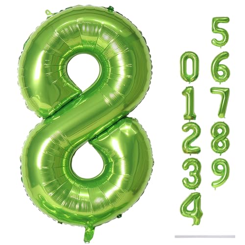 Luftballon 8. Geburtstag, Folienballon Zahl 8 Grün, 40 Zoll XXL Riesen Zahlen 8 Ballon Geburtstagsdeko für Kinder Mädchen Junge, Luftballon Zahl zum Mann Frau 8. 18. Jubiläum Deko, Fliegt mit Helium Luftballon 8. Geburtstag, Folienballon Zahl 8 Grün, 40 Zoll XXL Riesen Zahlen 8 Ballon Geburtstagsdeko für Kinder Mädchen Junge, Luftballon Zahl zum Mann Frau 8. 18. Jubiläum Deko, Fliegt mit Helium von Lingqiang