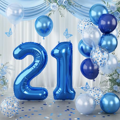 Luftballon Geburtstag Zahl 21 Dunkelblau, Riesen Folienballon Zahlen 21 mit Blau Silber Konfetti Ballon, 40'' Helium 21 Geburtstagsdeko Metallic Marineblau Ballon für Herren 21. Geburtstag Party Deko Luftballon Geburtstag Zahl 21 Dunkelblau, Riesen Folienballon Zahlen 21 mit Blau Silber Konfetti Ballon, 40'' Helium 21 Geburtstagsdeko Metallic Marineblau Ballon für Herren 21. Geburtstag Party Deko von Lingqiang