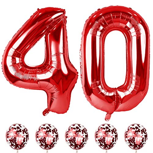 Luftballon Geburtstag Zahl 40 Rot, XXL Riesen Folienballon Zahlen 4 und 0 mit Rot Konfetti Ballons, Nummer 40 Geburtstagsdeko für Männer Frau 40. Geburtstag Jubiläum Party Deko, Fliegt mit Helium Luftballon Geburtstag Zahl 40 Rot, XXL Riesen Folienballon Zahlen 4 und 0 mit Rot Konfetti Ballons, Nummer 40 Geburtstagsdeko für Männer Frau 40. Geburtstag Jubiläum Party Deko, Fliegt mit Helium von Lingqiang