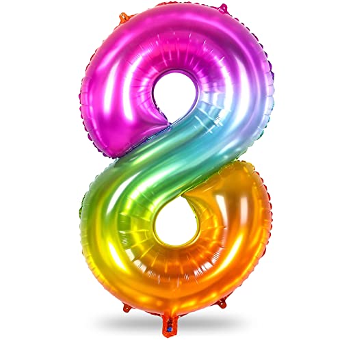 Luftballon Geburtstag Zahl 8 Regenbogen, 40" Riesen Bunt Folienballon Zahlen 8, 101cm XXL Zahlenballon 8. Geburtstagsdeko für Mädchen, Helium Ballon Zahl 8 Deko zum Frau Jubiläum Kindergeburtstag Luftballon Geburtstag Zahl 8 Regenbogen, 40" Riesen Bunt Folienballon Zahlen 8, 101cm XXL Zahlenballon 8. Geburtstagsdeko für Mädchen, Helium Ballon Zahl 8 Deko zum Frau Jubiläum Kindergeburtstag von Lingqiang