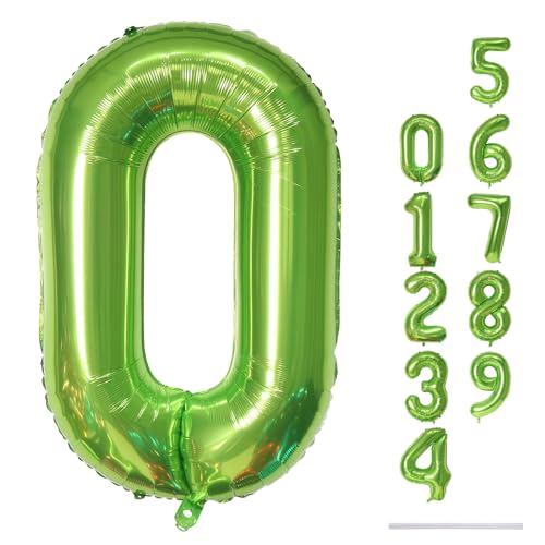 Luftballon Zahl 0 Junge, 101 cm XXL Grün Folienballon 0 Zahlen Ballon für Mädchen Geburtstag, Groß Helium Zahlenballon 0 Geburtstagsdeko zum Mann Frau 10. 20. Jubiläum Kindergeburtstag Party Deko von Lingqiang