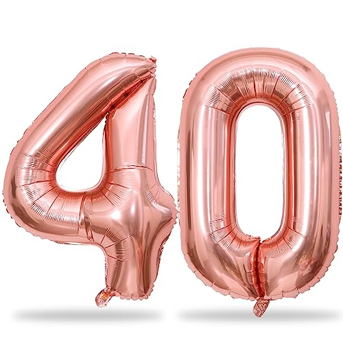 Luftballon Zahl 40 Roségold, 40" XXL Folienballons Zahlen 40 für Frauen, Rosegold 40. Geburtstag Deko Helium Ballons für Frau 40 Jahre Geburtstagsdeko Jubiläum Hochzeit Party Dekoration von Lingqiang