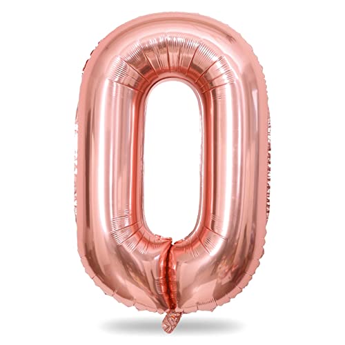 Luftballon Zahlen 0-9 Roségold, Groß Folienballon Zahl 0, 40 Zoll Zahlenballon 0 Helium Ballon, 101cm XXL Luftballon Geburtstag für 10 Jahre Mädchen Geburtstagsdeko Frau Jubiläum Verlobung Party Deko von Lingqiang