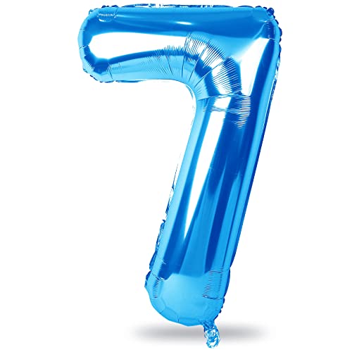 Luftballon Zahlen Blau, 101cm Groß Folienballon Zahl 7, 40 Zoll Zahlenballon 7 Helium Ballon, Luftballon 7. Geburtstag für 7 17 Jahre Junge Geburtstagsdeko Mann 70. Jubiläum Kindergeburtstag Deko von Lingqiang