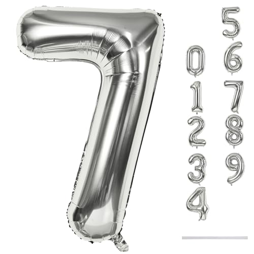Luftballon Zahlen Silber, 101cm Groß Folienballon Zahl 7, 40" Zahlenballon 7 Helium Ballon, Luftballon 7. Geburtstag für 7 17 Jahre Junge Geburtstagsdeko Frau Mann 70. Jubiläum Kindergeburtstag Deko Luftballon Zahlen Silber, 101cm Groß Folienballon Zahl 7, 40" Zahlenballon 7 Helium Ballon, Luftballon 7. Geburtstag für 7 17 Jahre Junge Geburtstagsdeko Frau Mann 70. Jubiläum Kindergeburtstag Deko von Lingqiang