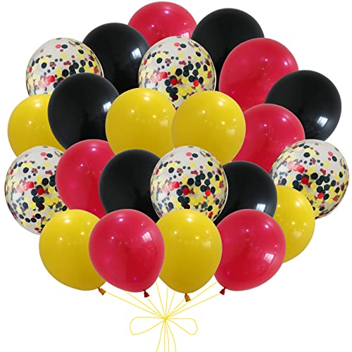 Luftballons Gelb Rot, 55 Stück 12 Zoll Gelb Rot Schwarz Geburtstag Ballons Set mit Konfetti Ballon, Bunte Helium Latex Ballons für Kinder Maus Thema Babyparty Hochzeitstag Karneval Party Dekorationen von Lingqiang