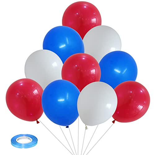 Luftballons Rot Blau Weiß, 30 Stück 12 Zoll Rot Blau Weiss Helium Latex Ballons Set, Matt Dunkel Rot Blau Geburtstag Party Ballons für Babyparty Hochzeitstag Geschlecht Offenbaren Karneval Dekoration von Lingqiang