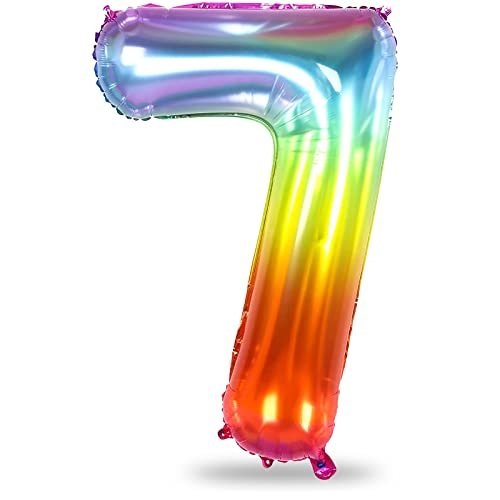 Regenbogen Luftballon Zahl 7, 40" Groß Helium Folienballon Zahlen 7, XXL Bunt Zahlenballon 7. Geburtstag für Mädchen, Nummer 7 Ballon zum Frau Geburtstagsdeko Jubiläum Kindergeburtstag Party Deko Regenbogen Luftballon Zahl 7, 40" Groß Helium Folienballon Zahlen 7, XXL Bunt Zahlenballon 7. Geburtstag für Mädchen, Nummer 7 Ballon zum Frau Geburtstagsdeko Jubiläum Kindergeburtstag Party Deko von Lingqiang