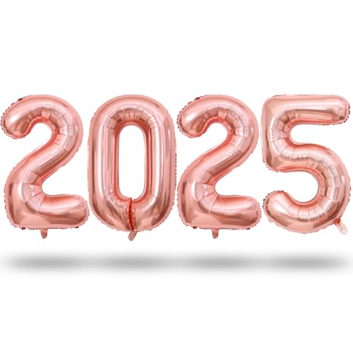 Rosegold 2025 Folienballons, 101cm Silvester Deko Zahlen 2025 Party Luftballons Set für Frau, Zahl 2025 Abschluss Helium Ballons Set für Mädchen Neujahr Abschlussball Happy New Year Party Dekoration Rosegold 2025 Folienballons, 101cm Silvester Deko Zahlen 2025 Party Luftballons Set für Frau, Zahl 2025 Abschluss Helium Ballons Set für Mädchen Neujahr Abschlussball Happy New Year Party Dekoration von Lingqiang