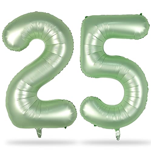 Salbeigrün Luftballon 25. Geburtstag Deko, XXL Grün Zahl 25 Ballons für Frauen, 40 Zoll Boho Olivgrün Folienballon Zahlen 2 & 5 Ballon für Mann Frau 25 Jahre Geburtstagsdeko Jubiläum Party Dekoration Salbeigrün Luftballon 25. Geburtstag Deko, XXL Grün Zahl 25 Ballons für Frauen, 40 Zoll Boho Olivgrün Folienballon Zahlen 2 & 5 Ballon für Mann Frau 25 Jahre Geburtstagsdeko Jubiläum Party Dekoration von Lingqiang