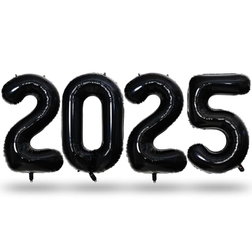 Schwarz Silvester Deko 2025 Ballons, 40 Zoll Große Zahl 2025 Folienballon Set, Silvester 2025 Party Zahlen Luftballons für Neujahr Silvesterparty Happy New Year Deko Abschluss Abschlussball Dekoration Schwarz Silvester Deko 2025 Ballons, 40 Zoll Große Zahl 2025 Folienballon Set, Silvester 2025 Party Zahlen Luftballons für Neujahr Silvesterparty Happy New Year Deko Abschluss Abschlussball Dekoration von Lingqiang